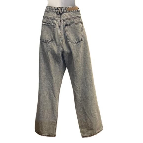 White Fox Boutique Crossover Waist Light Blue High Rise Straight Leg 28x30 Jeans - Picture 4 of 7
